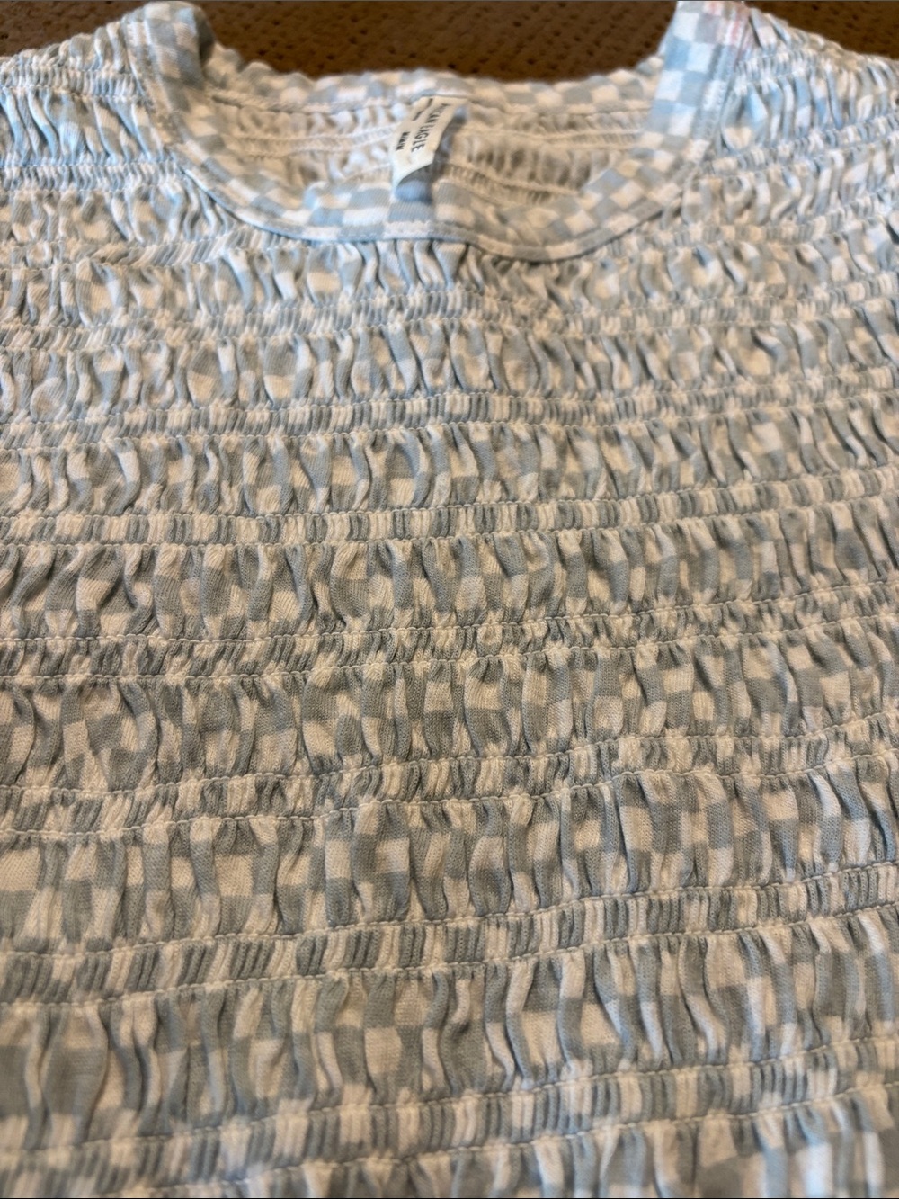 American Eagle Outfitters Blue & White Smocked Checker Tunic